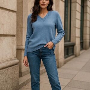 LOFT Light Blue V-Neck Sweater
